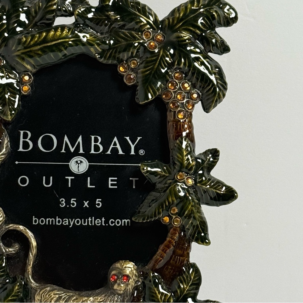 Bombay Photo Picture Frame Crystal Jeweled Monkey Palm Palm Tree Tropical 3.5X5 - Picture 4 of 7